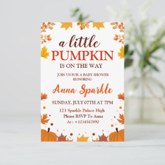 Little Pumpkin Baby Shower Invitation Card