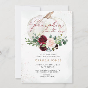 Little Pumpkin Baby Shower Invitation Fall Floral
