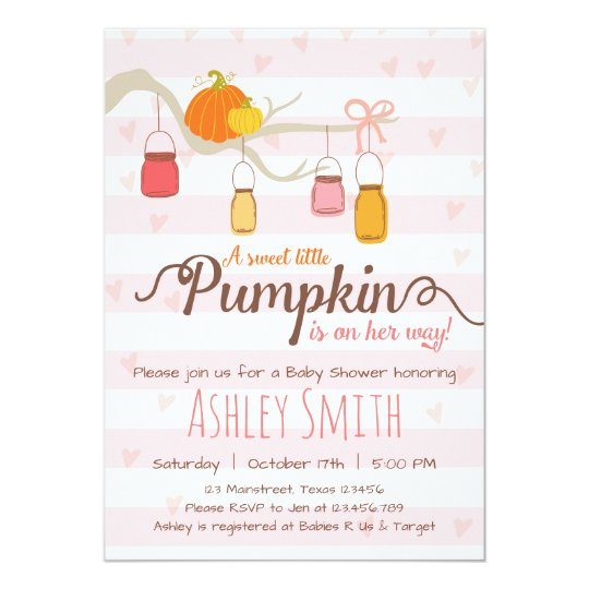 Little Pumpkin Baby Shower Invitation Mason Jars