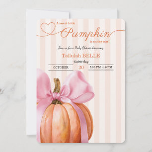 Little Pumpkin Baby Shower Invitation – Pink Bow