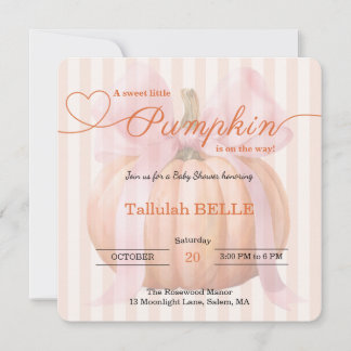 Little Pumpkin Baby Shower Invitation – Pink Bow