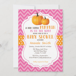 Little Pumpkin Baby Shower Invitation Pink Chevron