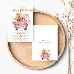 Little Pumpkin Baby Shower Invitation Red Truck