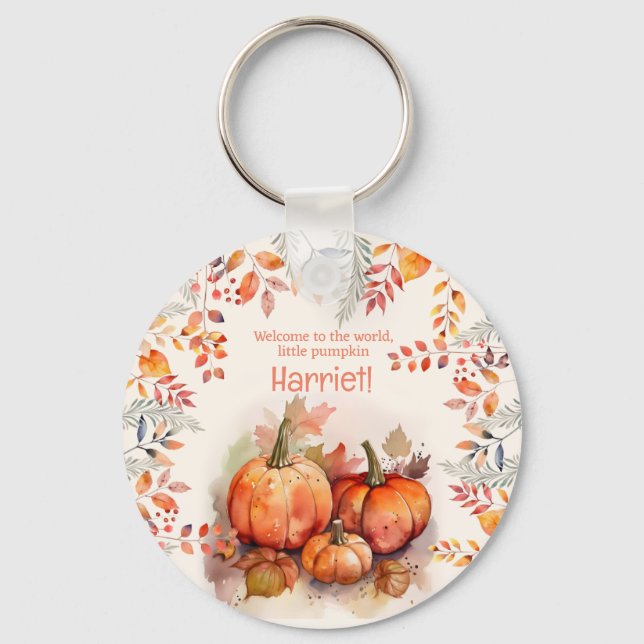 Little Pumpkin Baby Shower Keychan Keychain (Front)