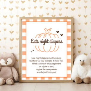 Little Pumpkin Baby Shower Late Night Diapers Sign