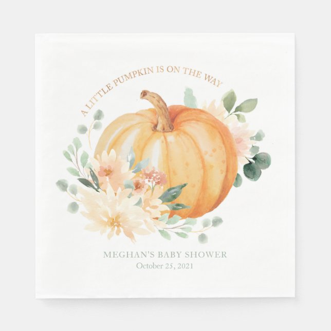 Little Pumpkin Baby Shower Napkins (Front)