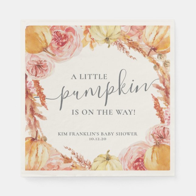 Little Pumpkin Baby Shower Napkins (Front)