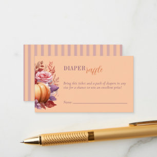 Little Pumpkin Baby Shower Peach Diaper Raffle  Enclosure Card