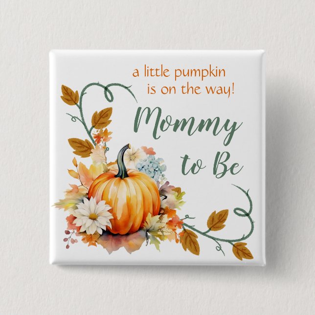 Little Pumpkin Baby Shower Pin - Custom Titles (Front)