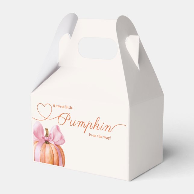 Little Pumpkin Baby Shower – Pink Bow Fall  Favor Box (Front Side)