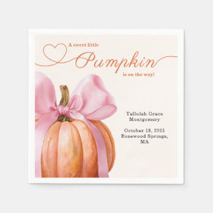 Little Pumpkin Baby Shower – Pink Bow Fall  Napkin