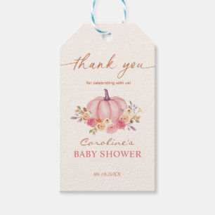 Little Pumpkin Baby Shower Pink Girl Gift Tags