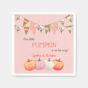 Little Pumpkin Baby Shower Pink Peach Ivory Napkin