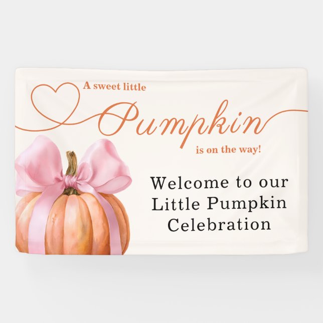Little Pumpkin Baby Shower Ribbon – Romantic Salem Banner (Horizontal)