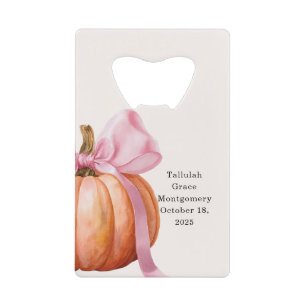 Little Pumpkin Baby Shower Ribbon – Romantic Salem Credit Card Bottle Opener