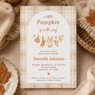 Little Pumpkin Baby Shower Rustic Autumn Fall  Invitation
