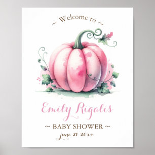 Little Pumpkin Baby Shower Sign – Pink