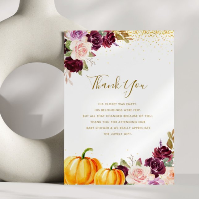 little pumpkin baby shower thank you card (Creator Uploaded)