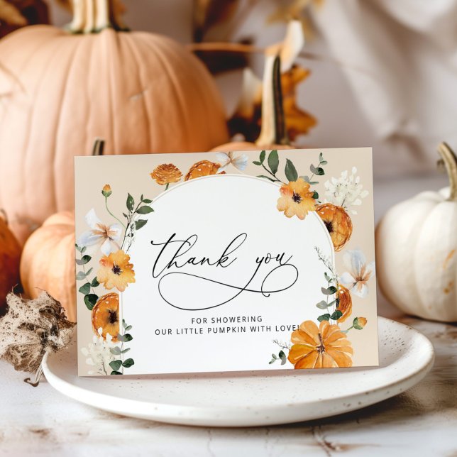 Little pumpkin baby shower thank you card (Creator Uploaded)