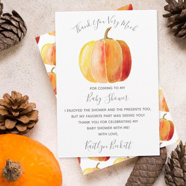 Little Pumpkin Baby Shower Thank You Card (Creator Uploaded)