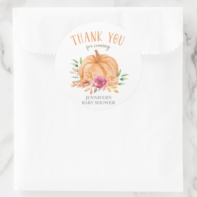 Little Pumpkin Baby Shower Thank You Favour Classic Round Sticker (Bag)