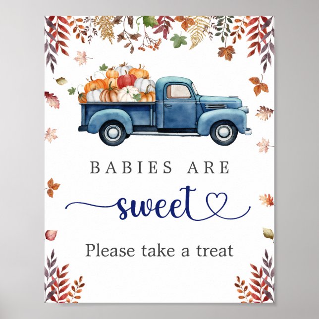 Little Pumpkin Baby Shower Treat Sign (Front)