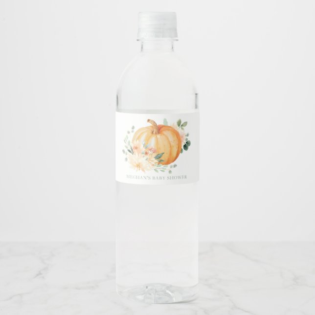 Little Pumpkin Baby Shower Water Bottle Labels (Front)