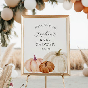Little Pumpkin Baby Shower Welcome Poster