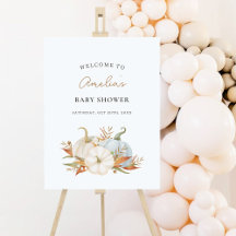 Little Pumpkin Baby Shower Welcome Poster