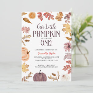 Little Pumpkin Birthday, Fall 1st Birthday Invitation