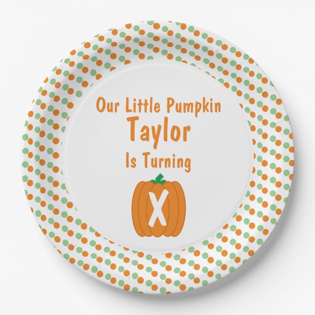 Little Pumpkin Birthday Paper Plate (Front)