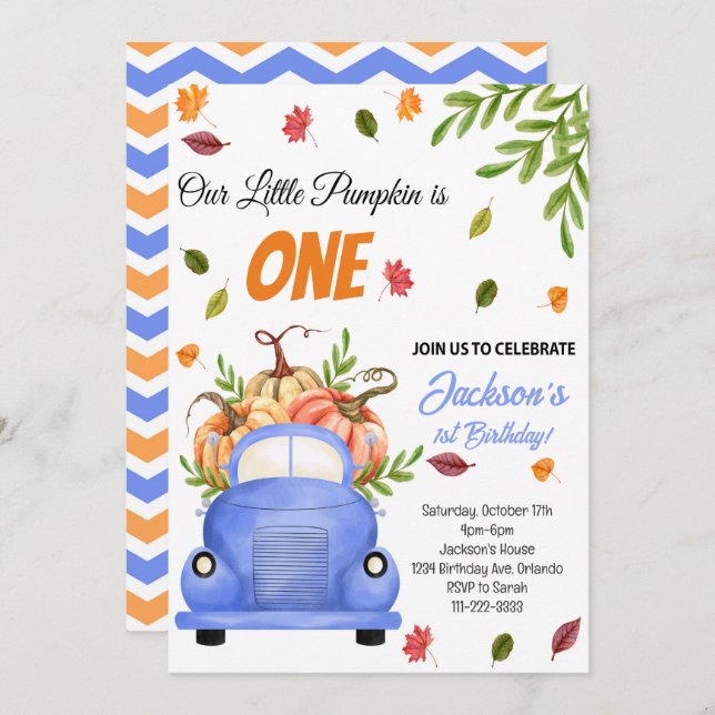 Little Pumpkin Birthday Party Invitation (Front/Back)