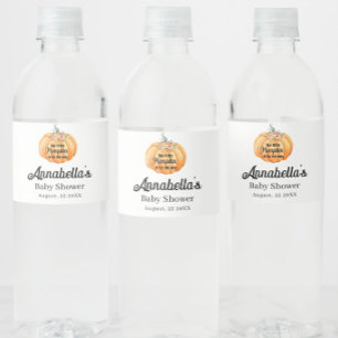Little Pumpkin Blue Boy Baby Shower  Water Bottle Label