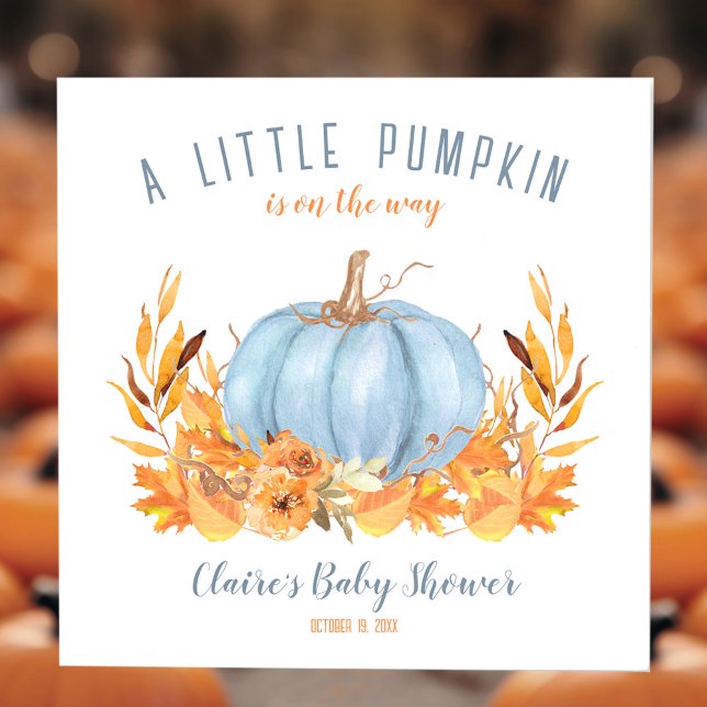 Little Pumpkin Blue Fall Boy Baby Shower Napkins (Little Pumpkin Blue Fall Boy Baby Shower Napkins)