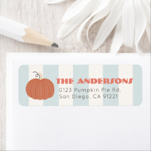 Little Pumpkin Blue Stripes Return Address