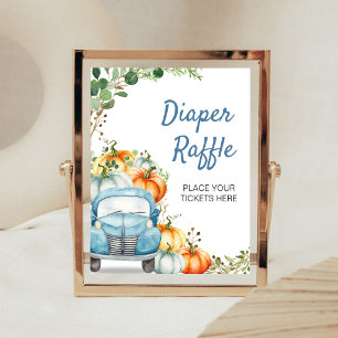 Little Pumpkin Blue Truck Diaper Raffle Sign