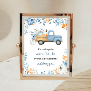 Little Pumpkin Blue Truck Envelope Station Sign