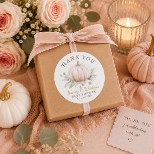 Little Pumpkin Blush Pink Baby Shower Thank You Classic Round Sticker