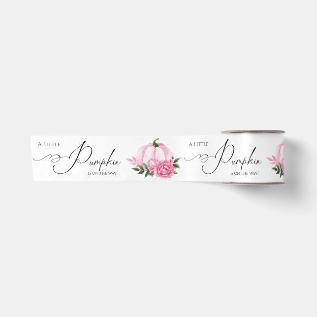 Little Pumpkin Blush Pink Rustic Baby Shower Satin Ribbon (Front)