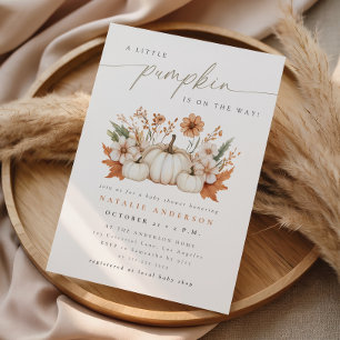 Little Pumpkin Boho Fall Baby Shower Invitation