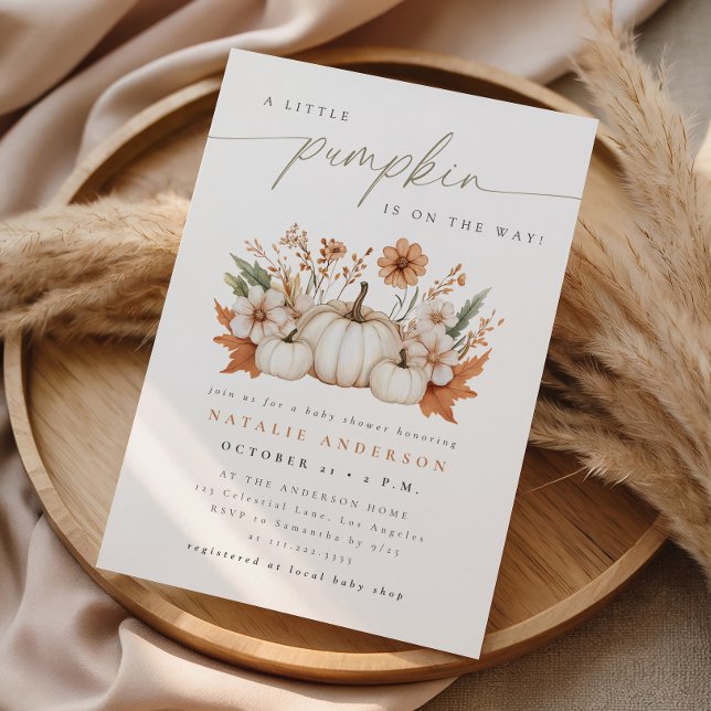 Little Pumpkin Boho Fall Baby Shower Invitation (Creator Uploaded)