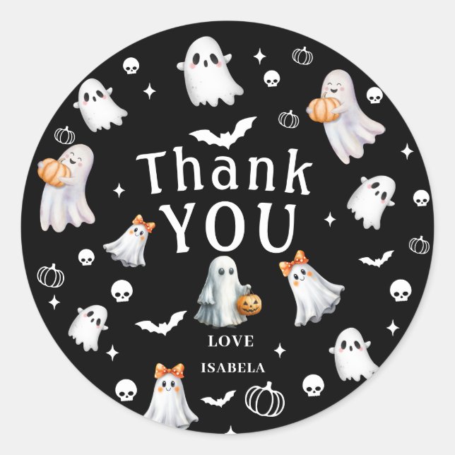 Little Pumpkin Boo – Halloween Baby Shower Classic Round Sticker (Front)