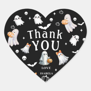 Little Pumpkin Boo – Halloween Baby Shower Heart Sticker