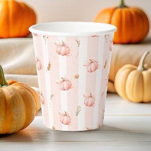 Little Pumpkin Bow Fall Floral Baby Shower  Paper Cups