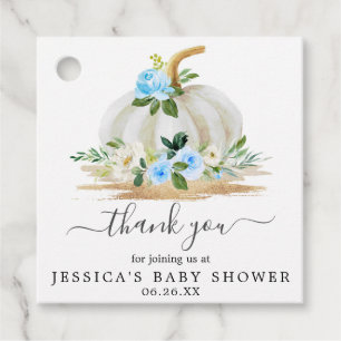 Little Pumpkin Boy Baby Shower Favor Tag Blue