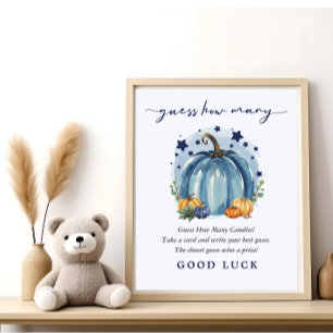 Little Pumpkin Boy Baby Shower Game Guess How Many Poster