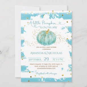 Little Pumpkin Boy Baby Shower Invitation