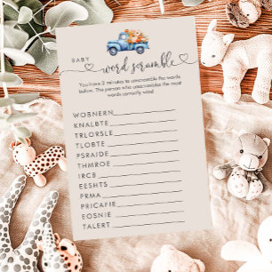 Little Pumpkin Boy Baby Shower Word Scramble 