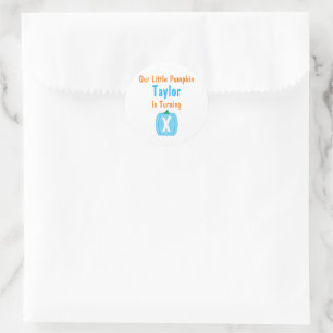 Little Pumpkin Boy Birthday Classic Round Sticker