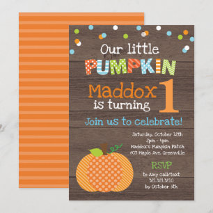Little Pumpkin (Boy) Birthday Party Invitation